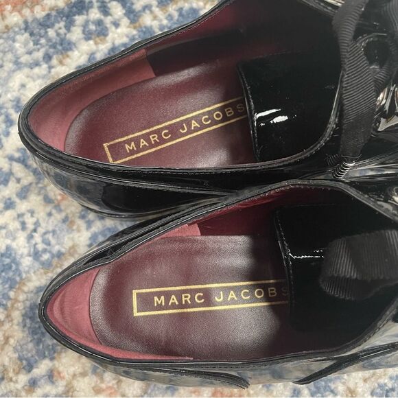 MARC JACOBS Black Patent Helena Oxfords Women’s Size 39 - Picture 8 of 9